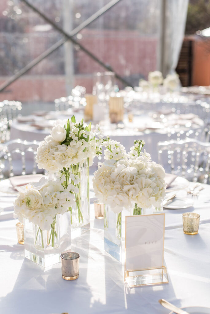 white reception flowers on Socialite Event Planning Florida