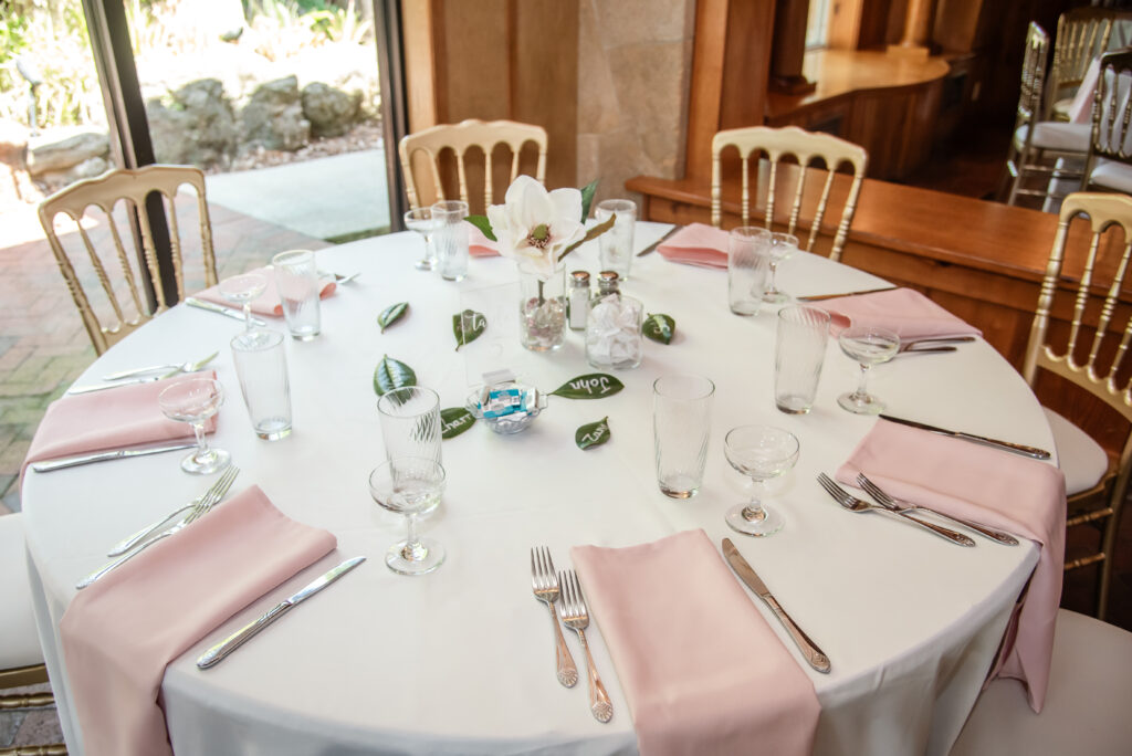 pale pink reception table setting on Socialite Events Florida