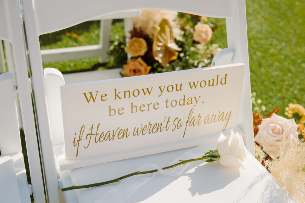 honoring heavenly guests at Orlando destination wedding venue