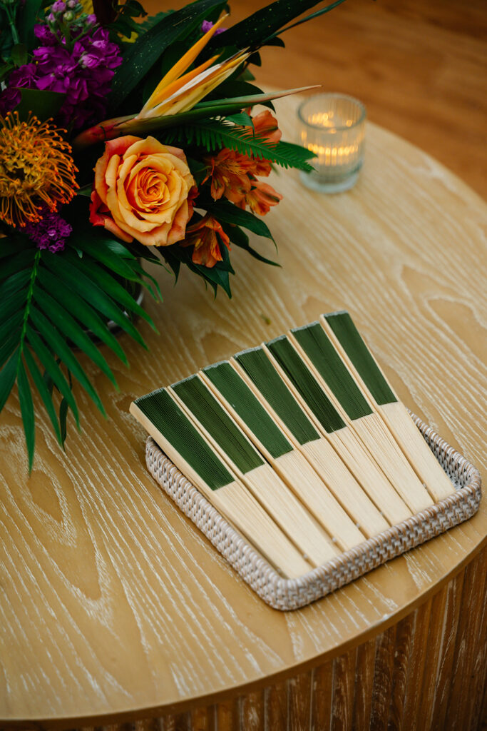 Socialite Event Planning thought of all weather contingencies with fans for guests
