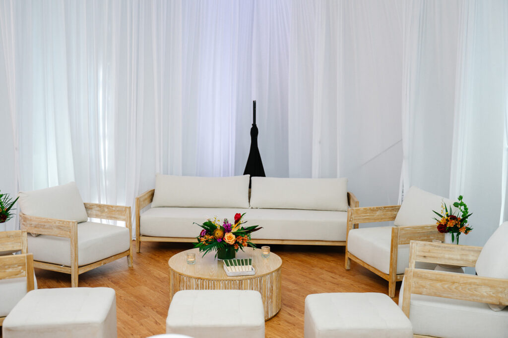 lounge areas inviting guests to interact at a corporate event planned by Socialite Event Planning