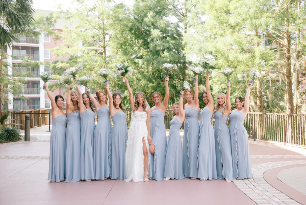 Outdoor wedding portraits for the bride and bridesmaids for this perfectly timed Central Florida wedding. 