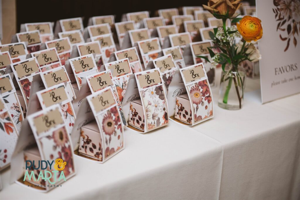 Wedding favors displayed as wedding planning full service